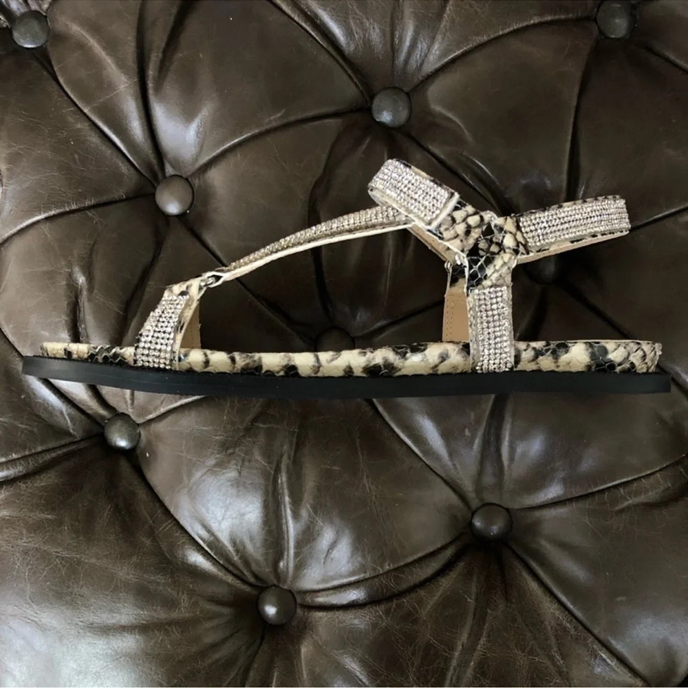 New Vince Camuto Arabelem Sandal Natural Snake leather crystal gem jeweled strap - Picture 13 of 14